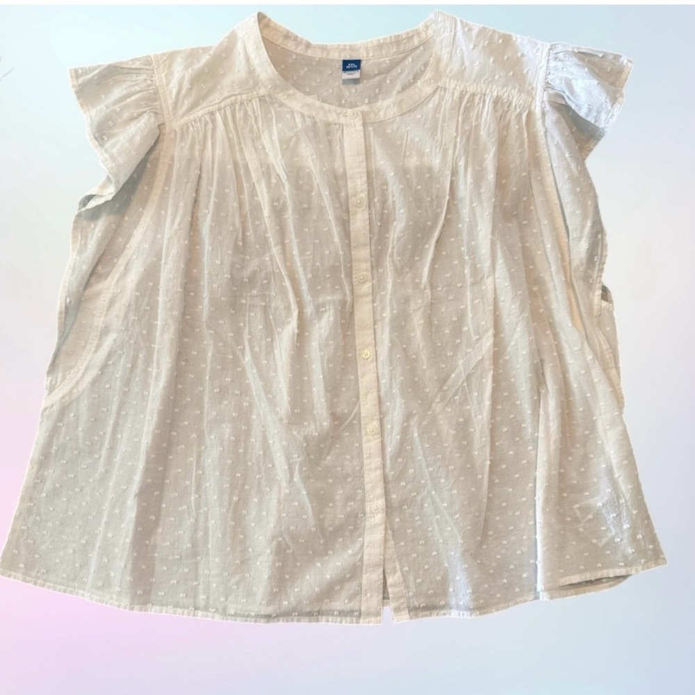 Old Navy Flutter Sleeve Button-Up Blouse NWOT Petite XXL